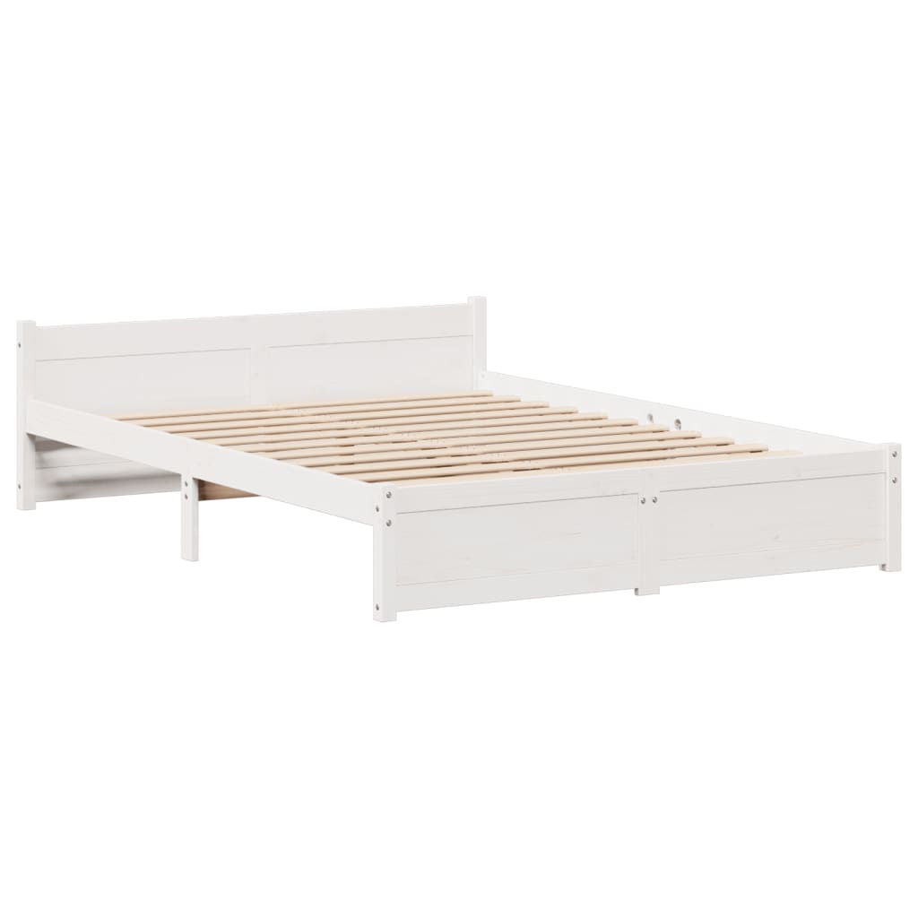 Giroletto con Testiera Bianco 150x200 cm Legno Massello di Pino