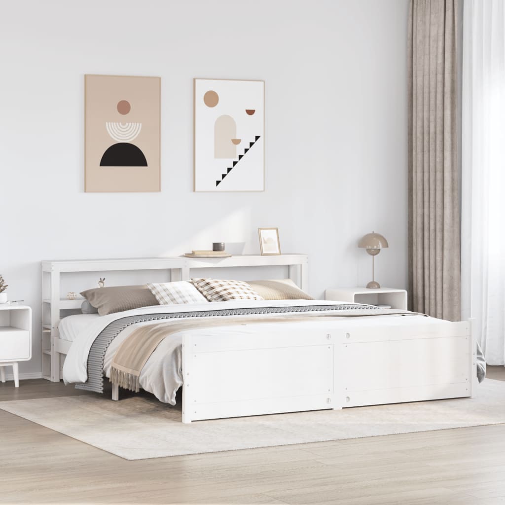 Giroletto con Testiera senza Materasso Bianco 200x200 cm
