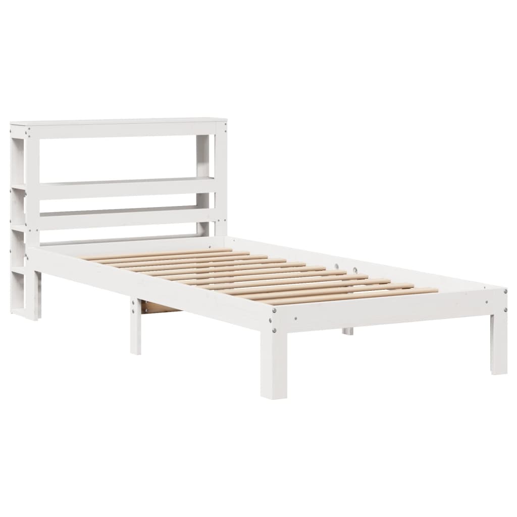 Giroletto con Testiera Bianco 75x190 cm Legno Massello di Pino