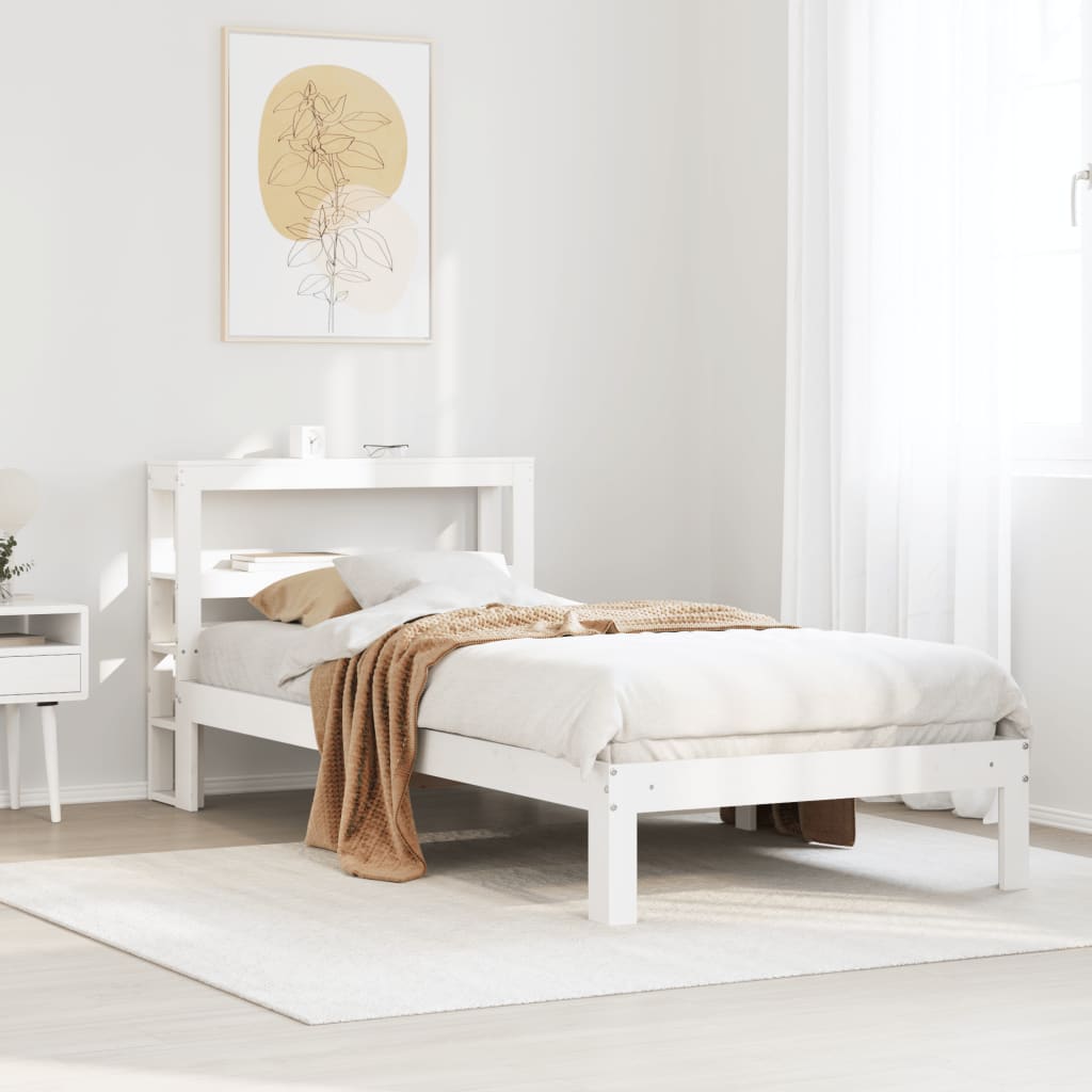 Giroletto con Testiera Bianco 75x190 cm Legno Massello di Pino
