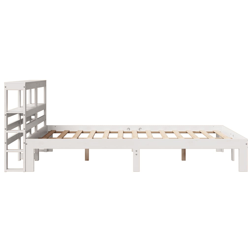 Giroletto con Testiera Bianco 120x190 cm Legno Massello di Pino