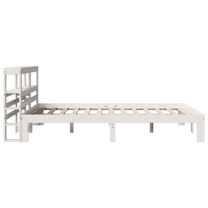 Giroletto con Testiera Bianco 135x190 cm Legno Massello di Pino
