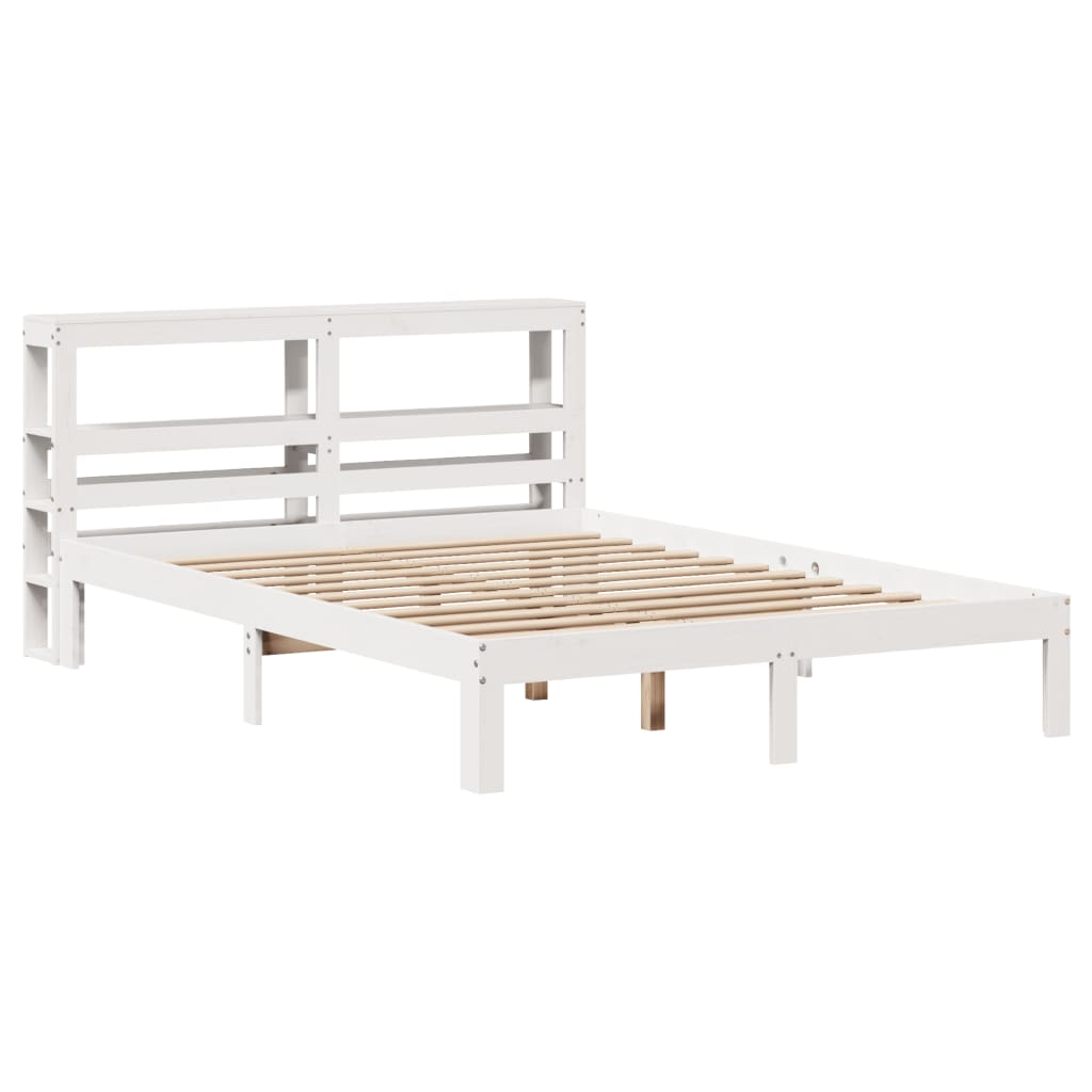 Giroletto con Testiera Bianco 150x200 cm Legno Massello di Pino
