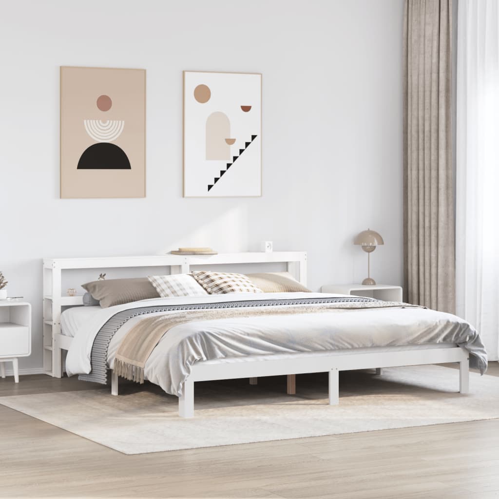 Giroletto con Testiera senza Materasso Bianco 200x200 cm