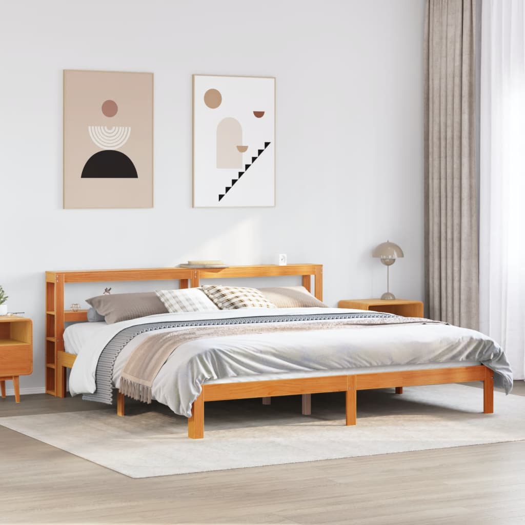 Letto senza Materasso Marrone Cera 180x200 cm in Legno di Pino