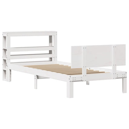 Giroletto con Testiera Bianco 75x190 cm Legno Massello di Pino