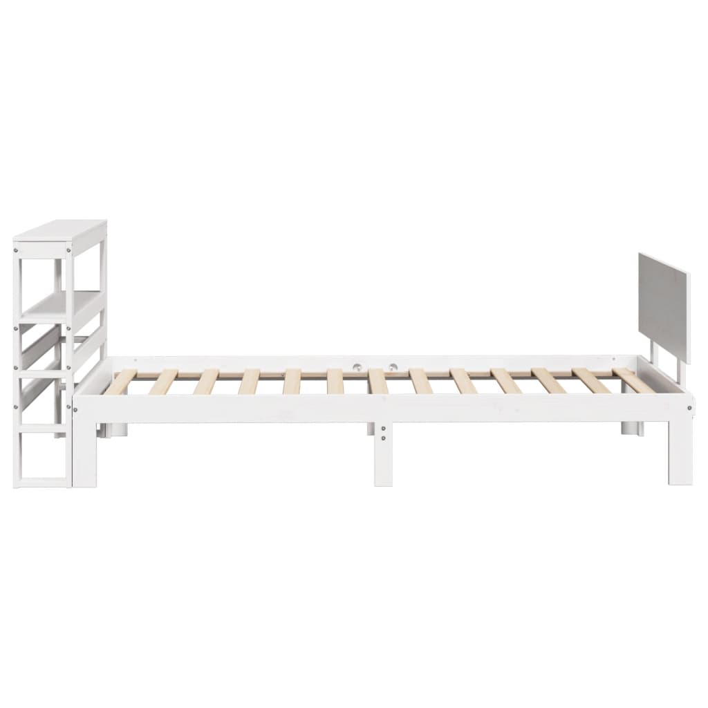 Giroletto con Testiera Bianco 75x190 cm Legno Massello di Pino