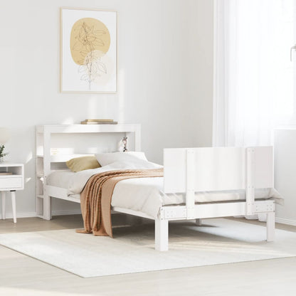 Giroletto con Testiera Bianco 75x190 cm Legno Massello di Pino