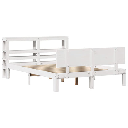 Giroletto con Testiera Bianco 120x190 cm Legno Massello di Pino