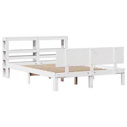 Giroletto con Testiera Bianco 135x190 cm Legno Massello di Pino