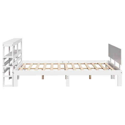 Giroletto con Testiera Bianco 135x190 cm Legno Massello di Pino
