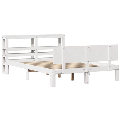 Giroletto con Testiera Bianco 150x200 cm Legno Massello di Pino