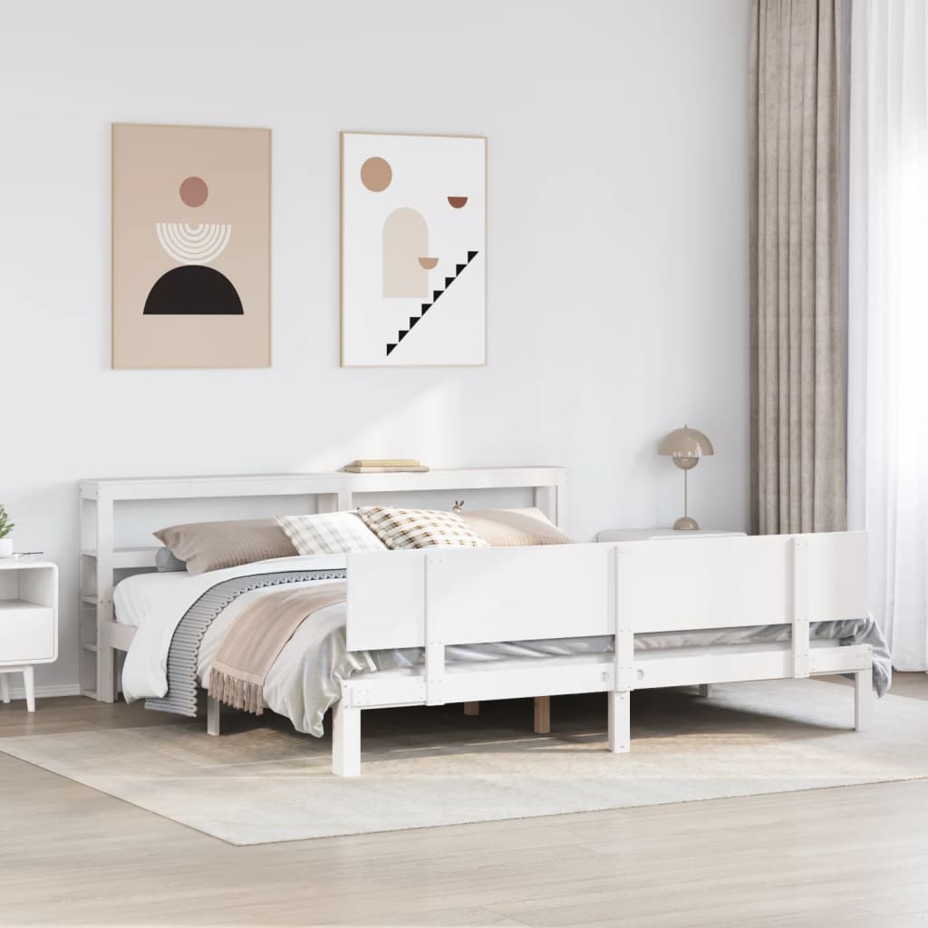 Giroletto con Testiera senza Materasso Bianco 200x200 cm