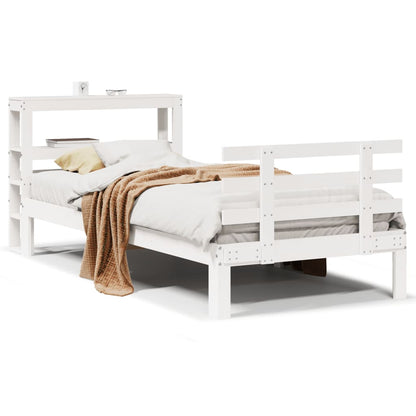 Giroletto con Testiera Bianco 75x190 cm Legno Massello di Pino