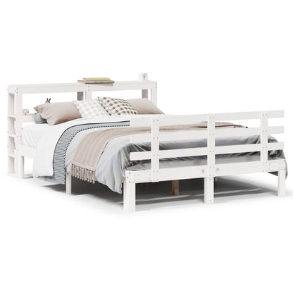 Giroletto con Testiera Bianco 135x190 cm Legno Massello di Pino