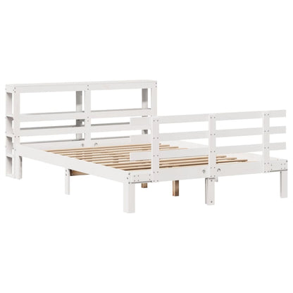 Giroletto con Testiera Bianco 135x190 cm Legno Massello di Pino