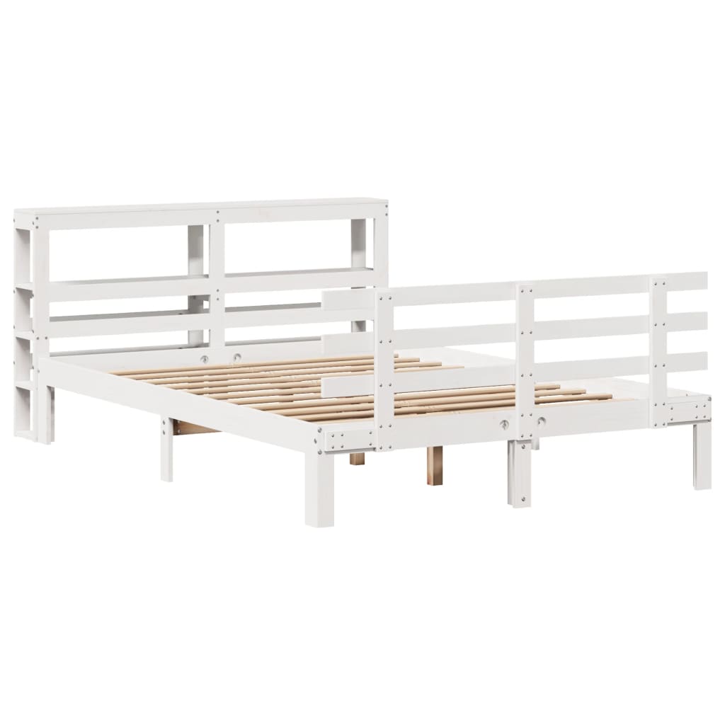 Giroletto con Testiera Bianco 150x200 cm Legno Massello di Pino