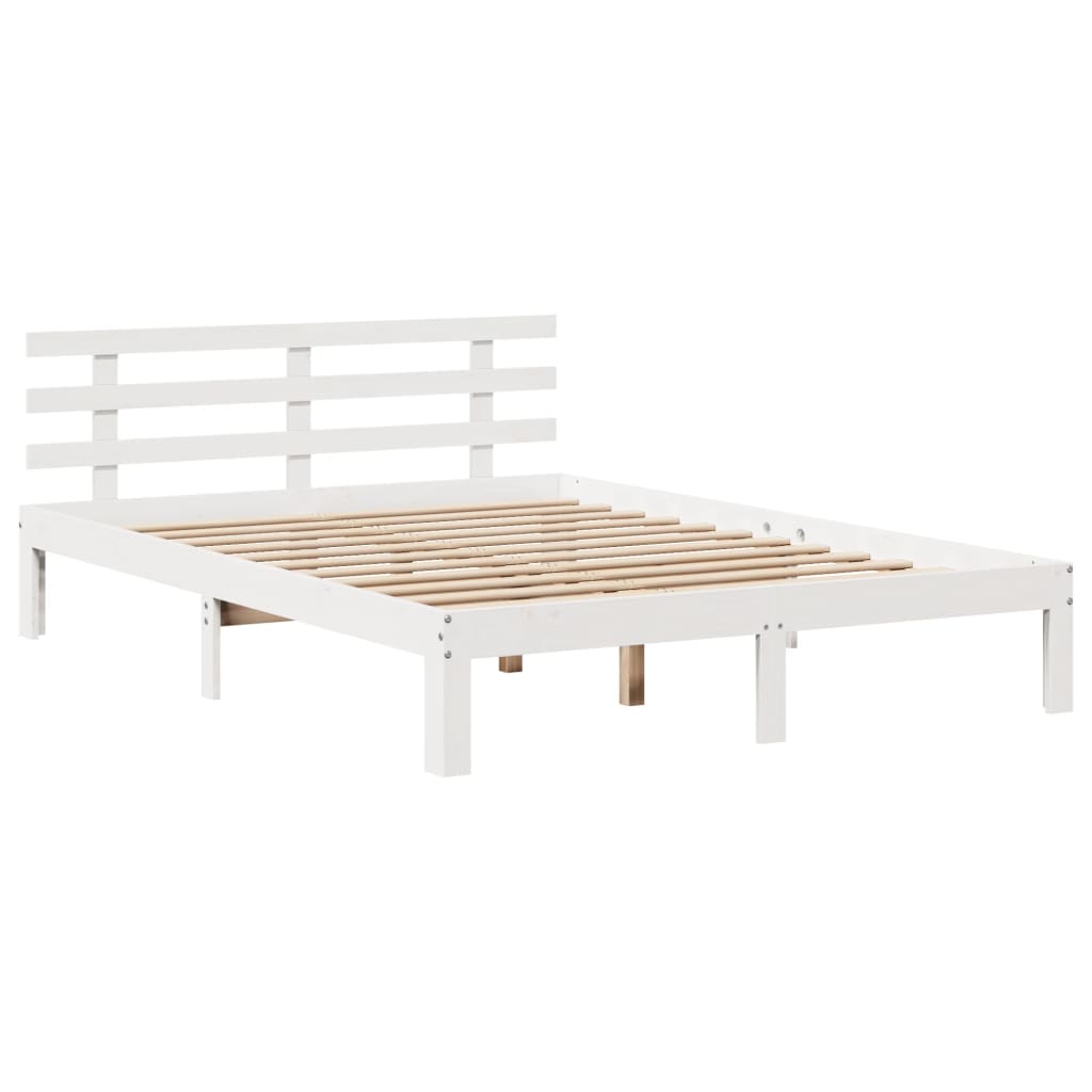 Giroletto con Testiera Bianco 150x200 cm Legno Massello di Pino