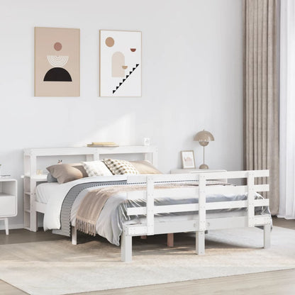 Giroletto con Testiera Bianco 150x200 cm Legno Massello di Pino