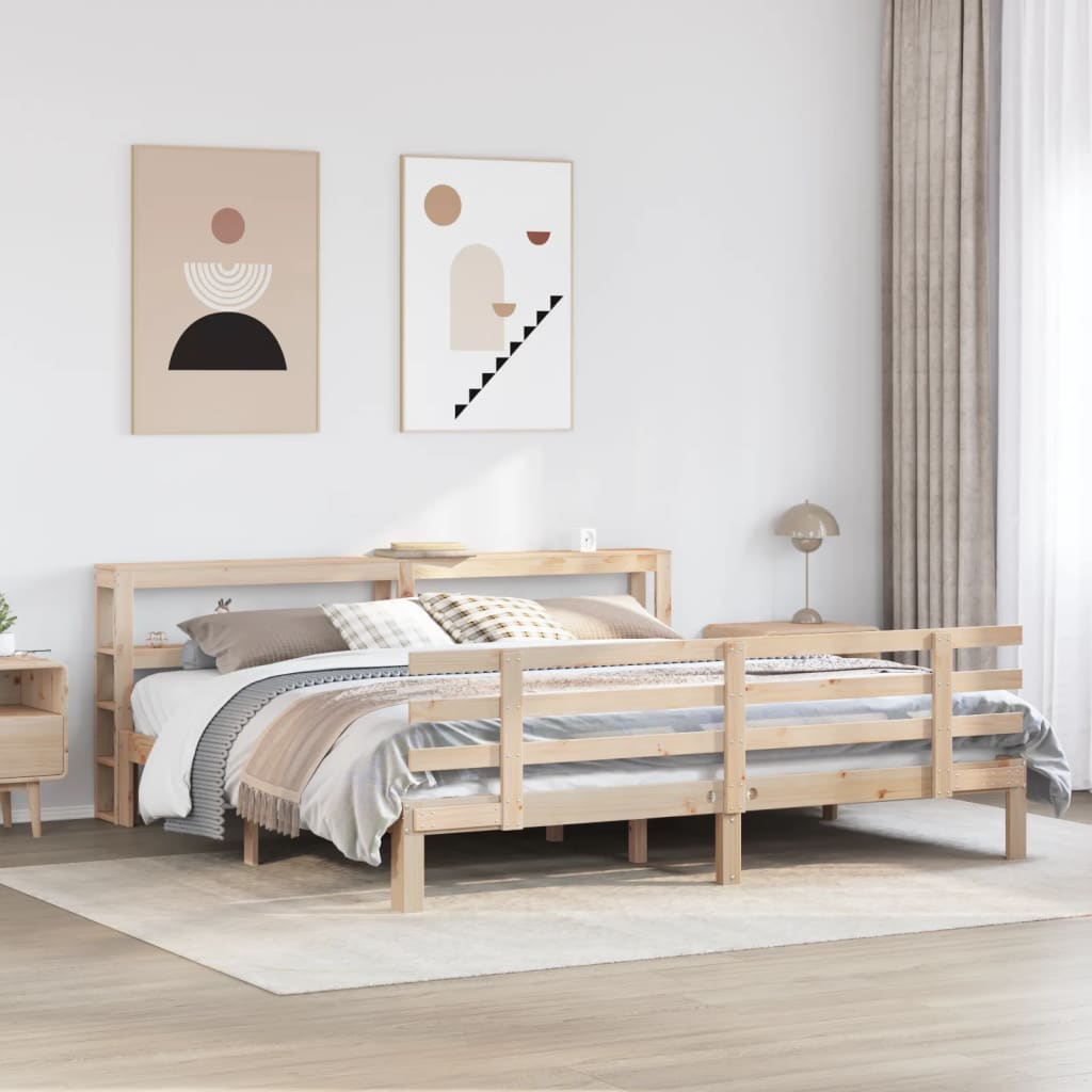 Giroletto con Testiera 200x200 cm in Legno Massello di Pino
