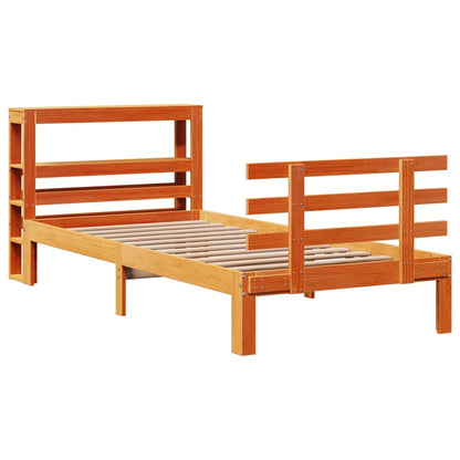 Giroletto con Testiera Marrone Cera 75x190 cm Massello Pino
