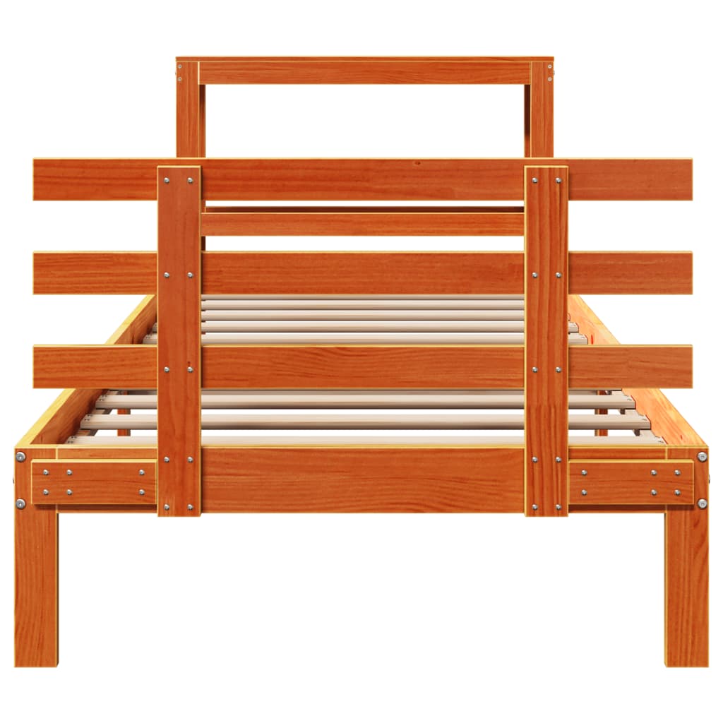 Giroletto con Testiera Marrone Cera 75x190 cm Massello Pino