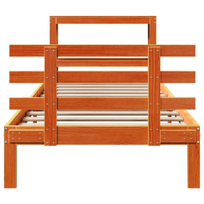 Giroletto con Testiera Marrone Cera 75x190 cm Massello Pino