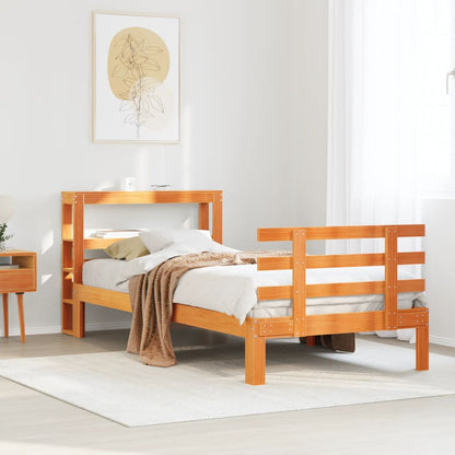 Giroletto con Testiera Marrone Cera 75x190 cm Massello Pino
