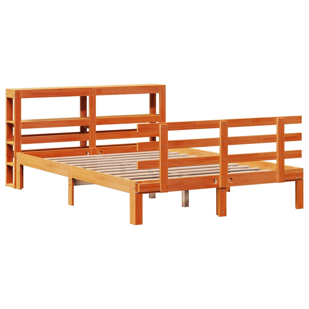 Giroletto con Testiera Marrone Cera 120x190 cm Massello Pino