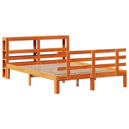Giroletto con Testiera Marrone Cera 140x190 cm Massello Pino