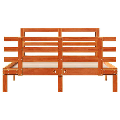 Giroletto con Testiera Marrone Cera 150x200 cm Massello Pino