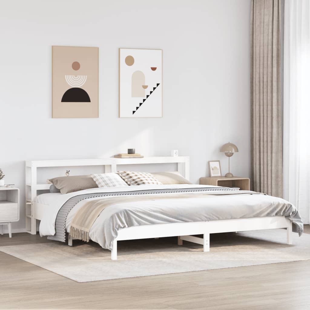 Giroletto senza Materasso Bianco 200x200 cm Legno Massello Pino