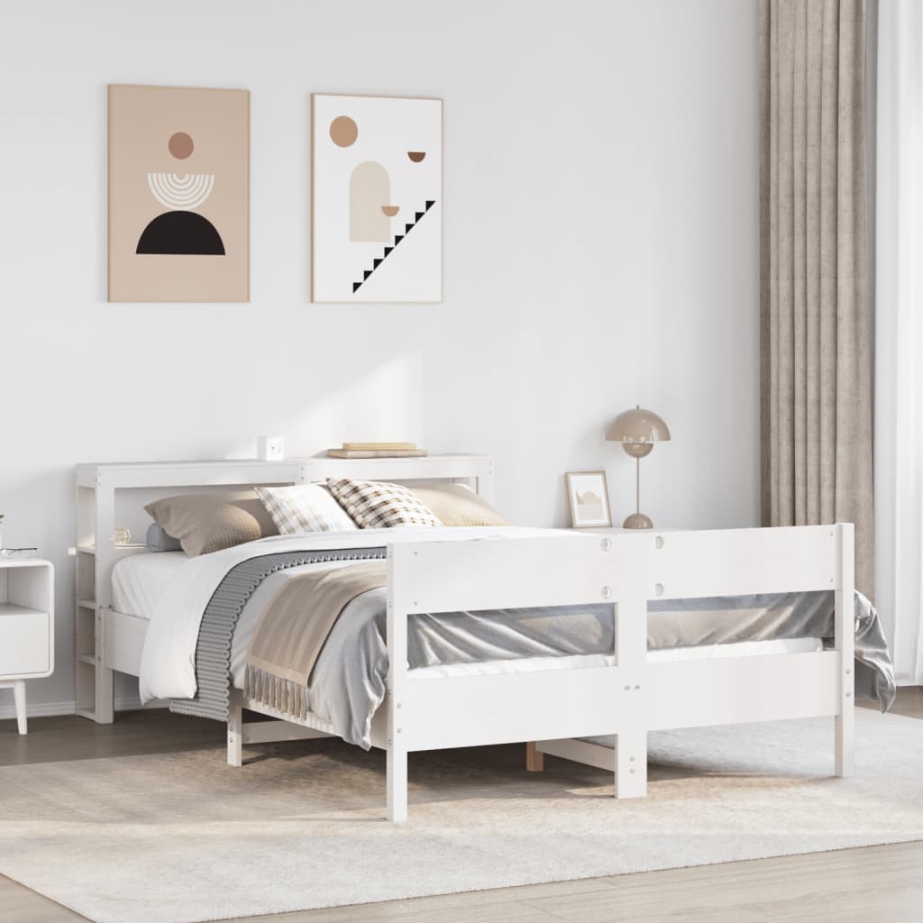 Letto senza Materasso Bianco 150x200 cm Legno Massello di Pino