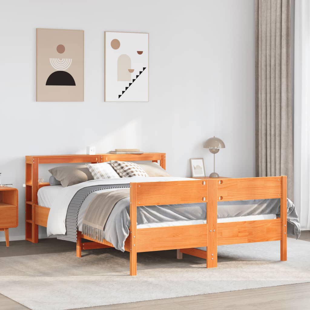 Letto senza Materasso Marrone Cera 150x200 cm in Legno di Pino