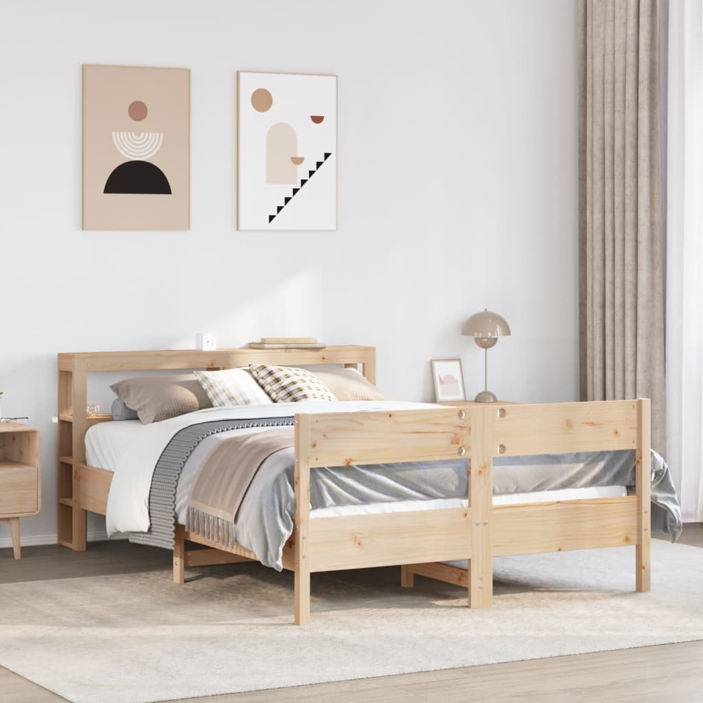 Letto senza Materasso 140x200 cm in Legno Massello di Pino
