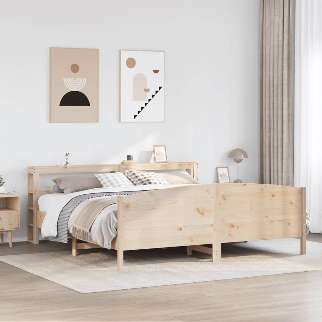 Letto senza Materasso 200x200 cm in Legno Massello di Pino