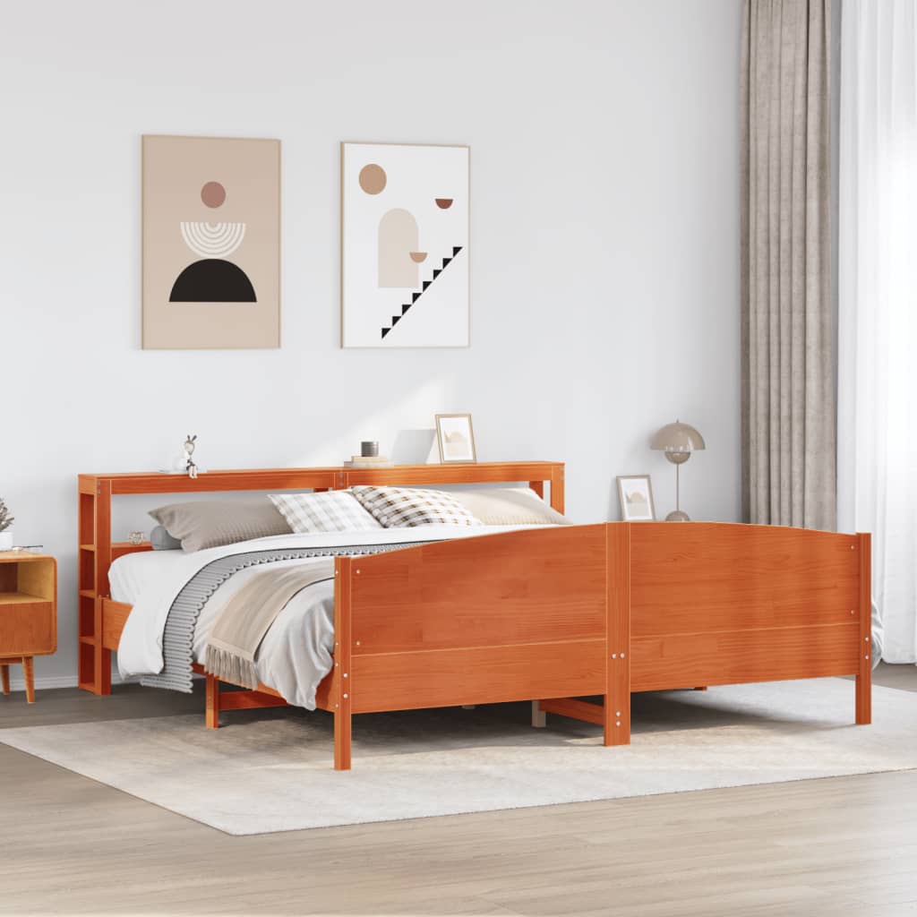 Letto senza Materasso Marrone Cera 180x200 cm in Legno di Pino