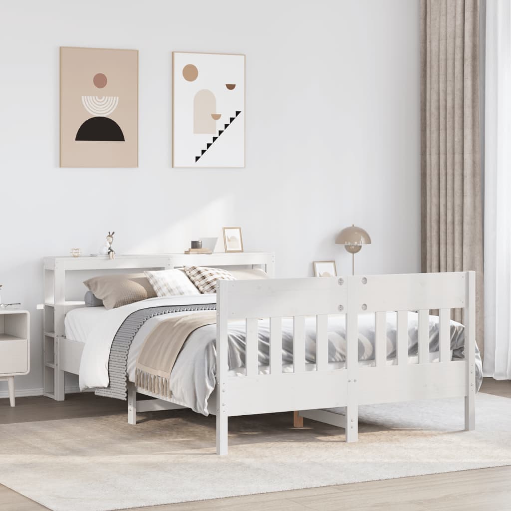 Letto senza Materasso Bianco 140x190 cm Legno Massello di Pino
