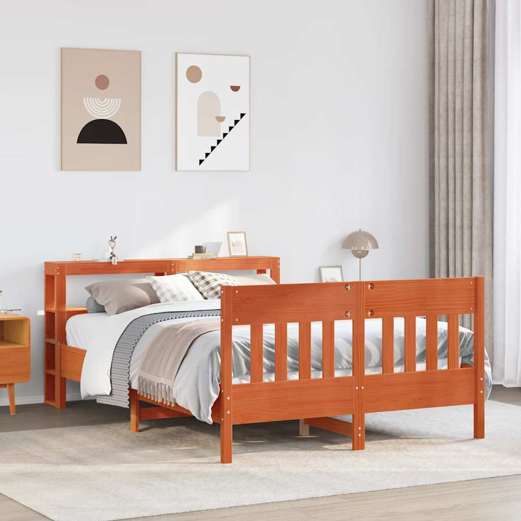 Letto senza Materasso Marrone Cera 140x190 cm in Legno di Pino