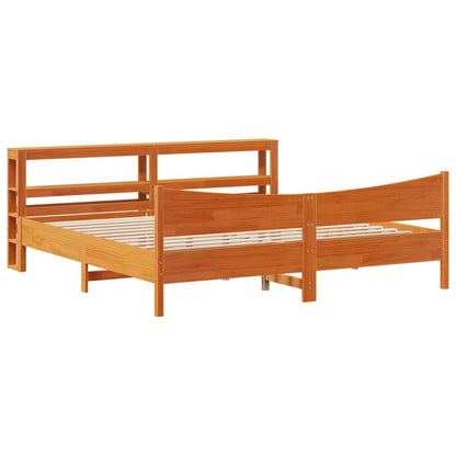 Giroletto con Testiera Marrone Cera 200x200 cm Massello Pino