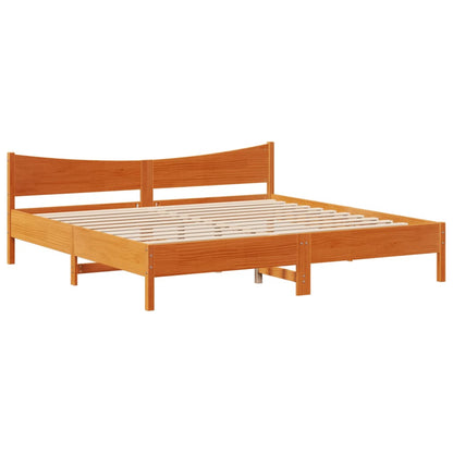 Giroletto con Testiera Marrone Cera 200x200 cm Massello Pino
