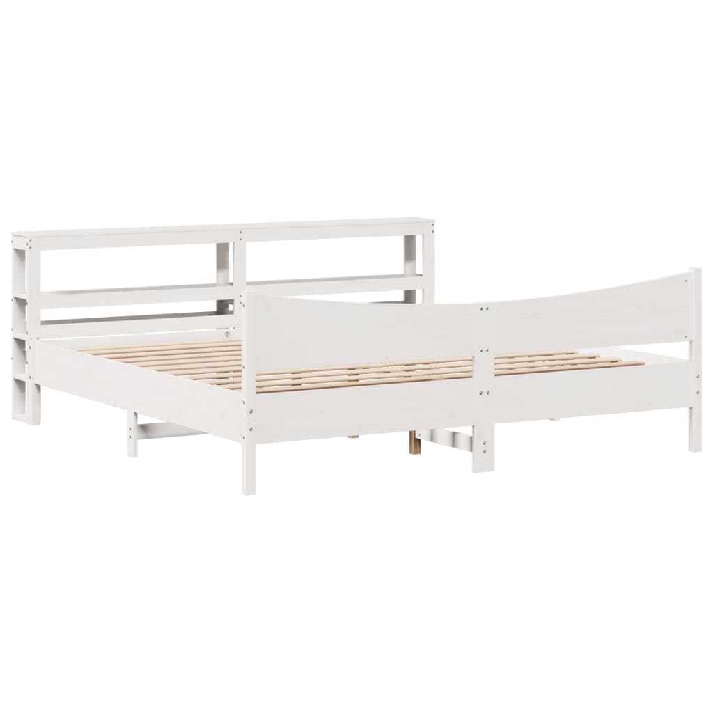 Giroletto con Testiera Bianco 180x200 cm Massello Pino
