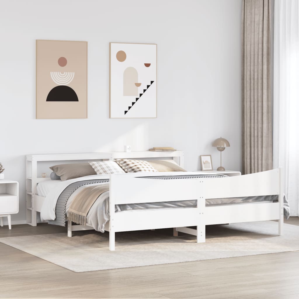 Giroletto con Testiera Bianco 180x200 cm Massello Pino