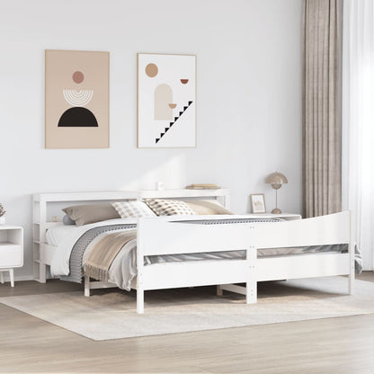 Giroletto con Testiera Bianco 180x200 cm Massello Pino