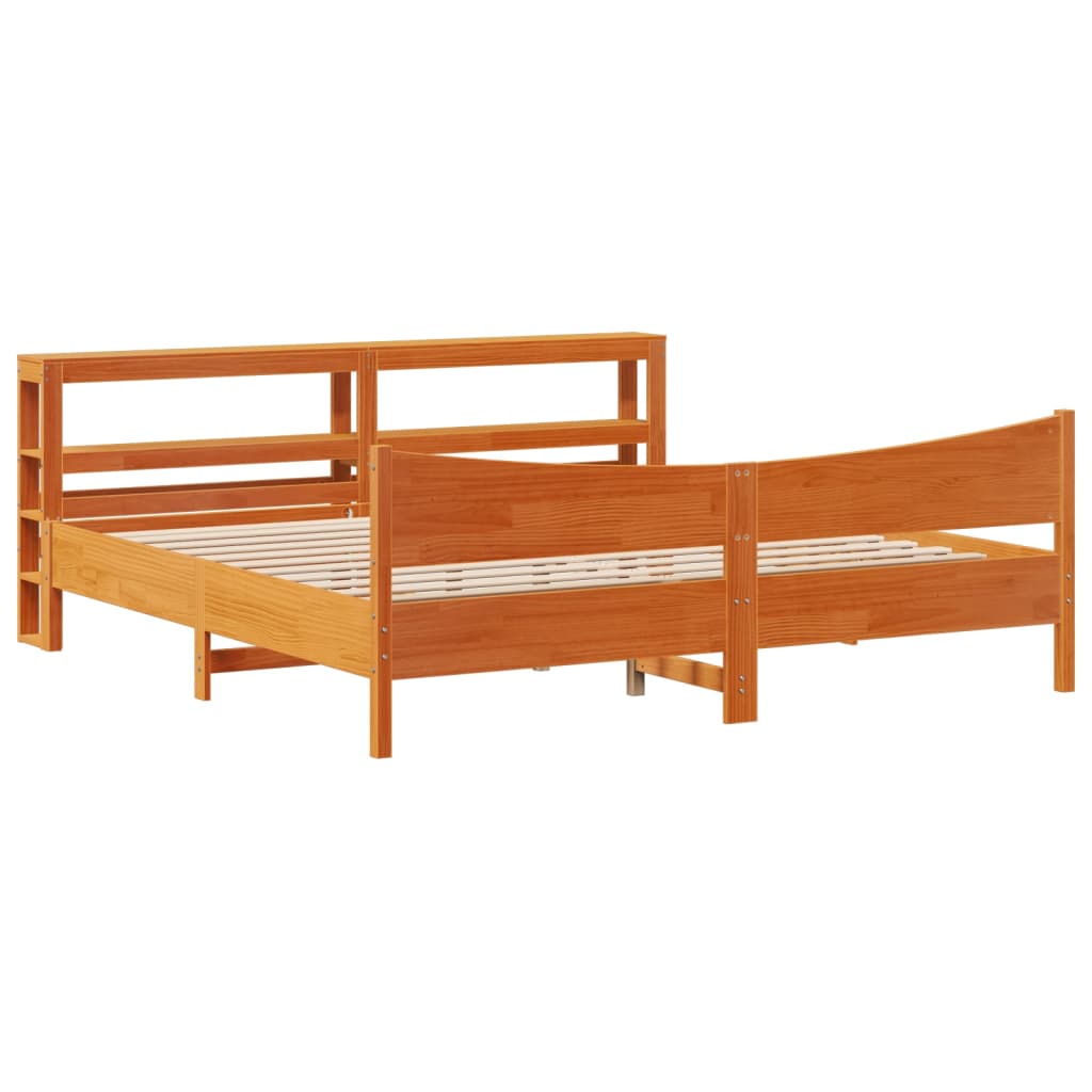 Giroletto con Testiera Marrone Cera 180x200 cm Massello Pino