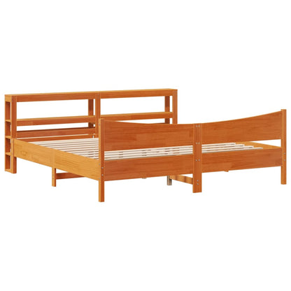 Giroletto con Testiera Marrone Cera 180x200 cm Massello Pino