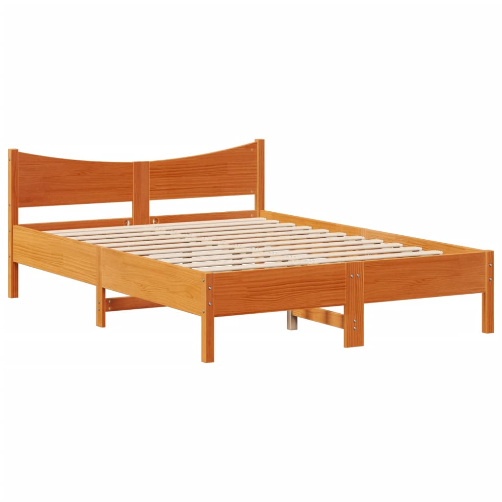Giroletto con Testiera Marrone Cera 160x200 cm Massello Pino