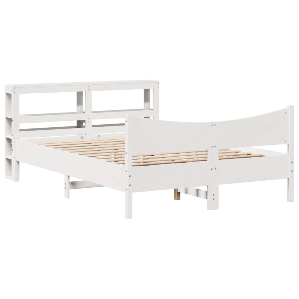 Giroletto con Testiera Bianco 150x200 cm Legno Massello di Pino