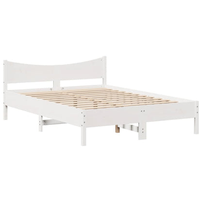 Giroletto con Testiera Bianco 150x200 cm Legno Massello di Pino
