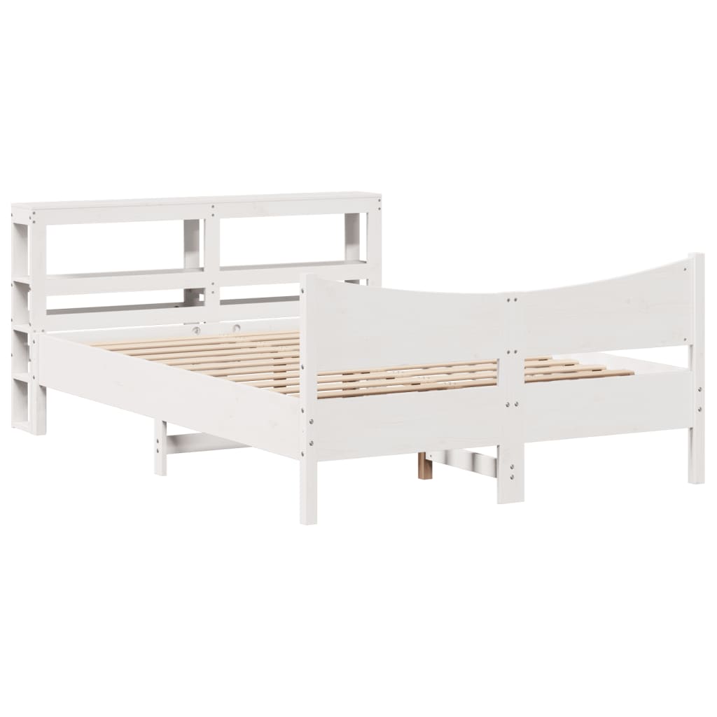 Giroletto con Testiera Bianco 135x190 cm Legno Massello di Pino